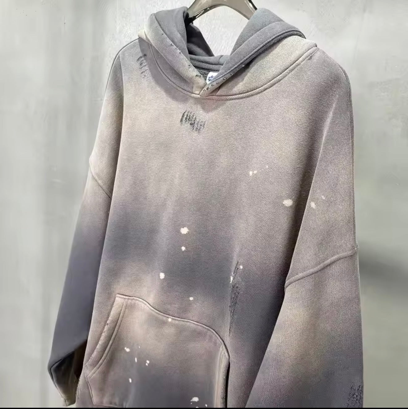 Asphalt Distressed Paint Speckle Hoodie