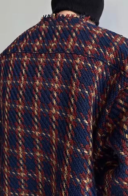 Plaid Raw Hem Jacket