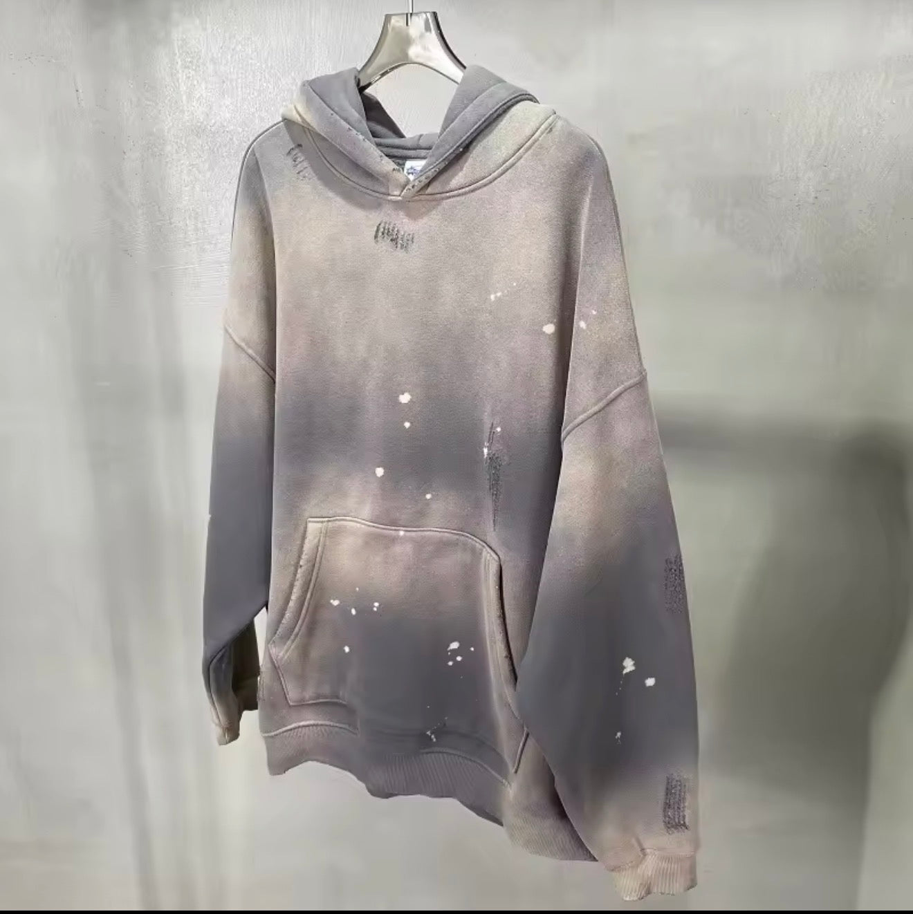 Asphalt Distressed Paint Speckle Hoodie