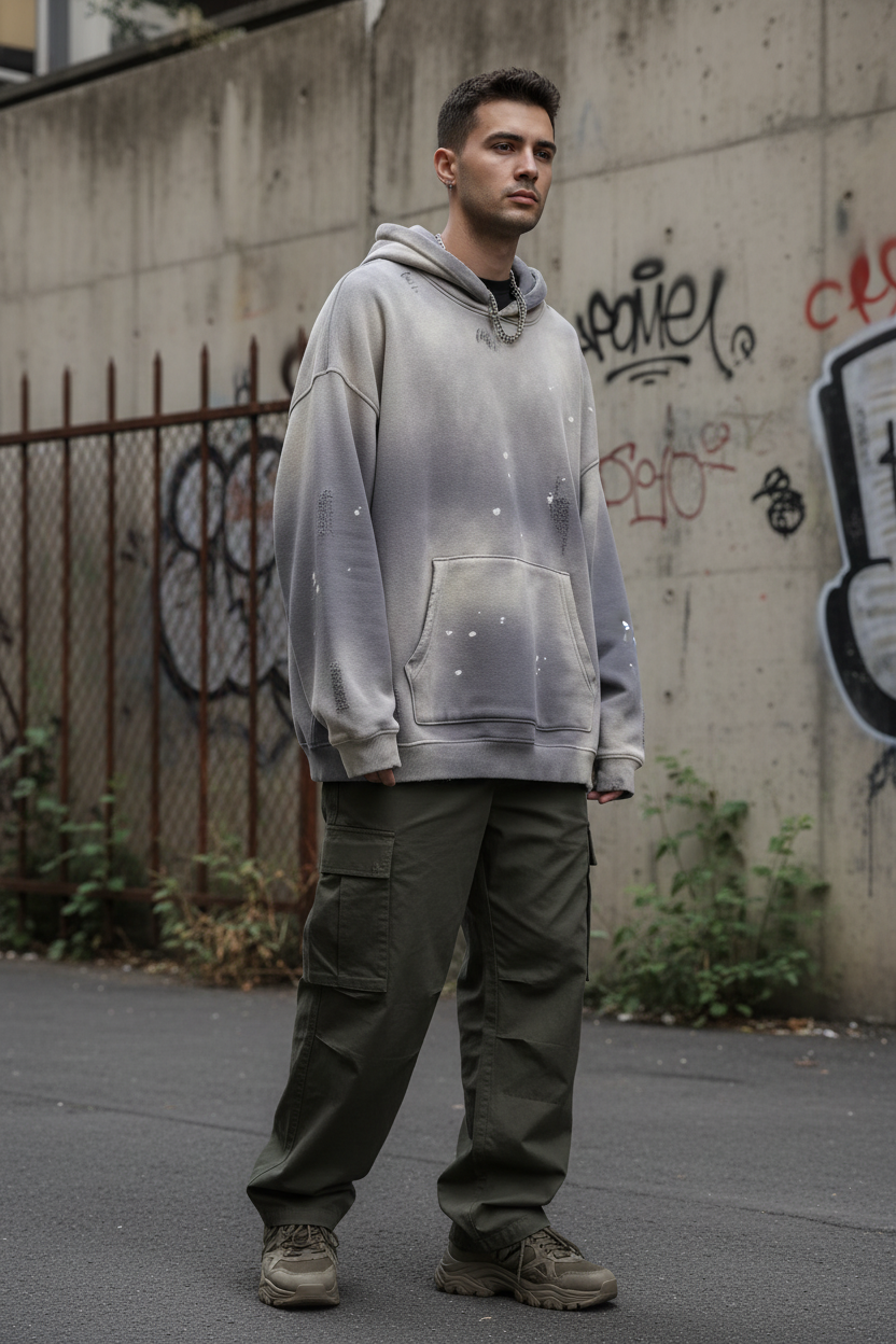 Asphalt Distressed Hoodie - Male Lifestyle Shot