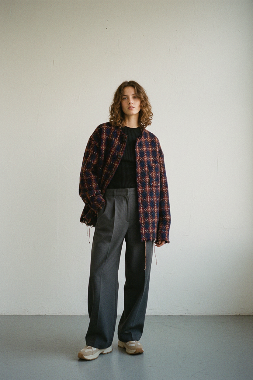 Plaid Raw Hem Jacket - Female Lifestyle